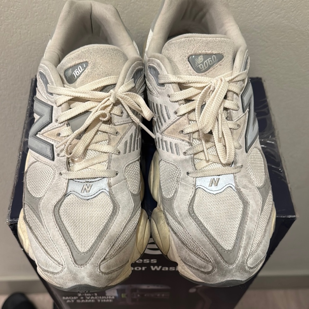 New Balance 9060 Cream and Gray Sneakers